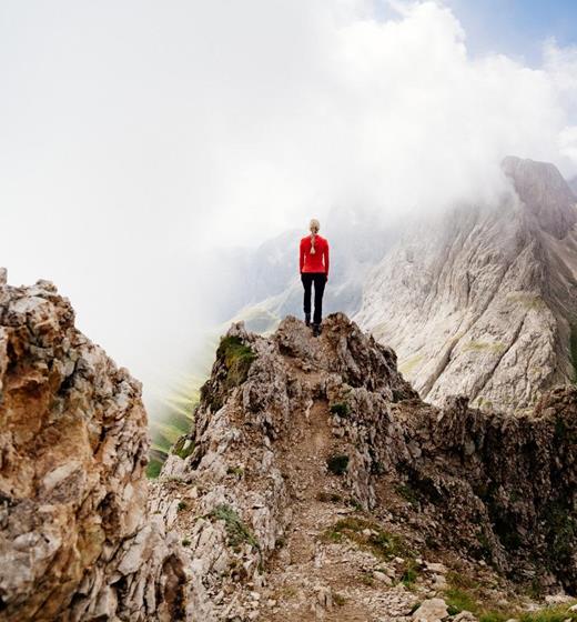 High up in the Dolomites – rugged rocks, drifting mist, and breathtaking views