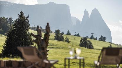 Blick auf die Dolomiten von unserer Terrasse