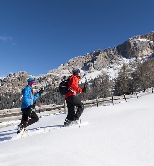 Zwei Personen machen eine Schneeschuhwanderung